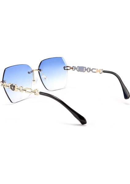 2 Adet Çerçevesiz Klasik Kadın Güneş Gözlüğü - Mavi/pembe (Yurt Dışından) fiyatları