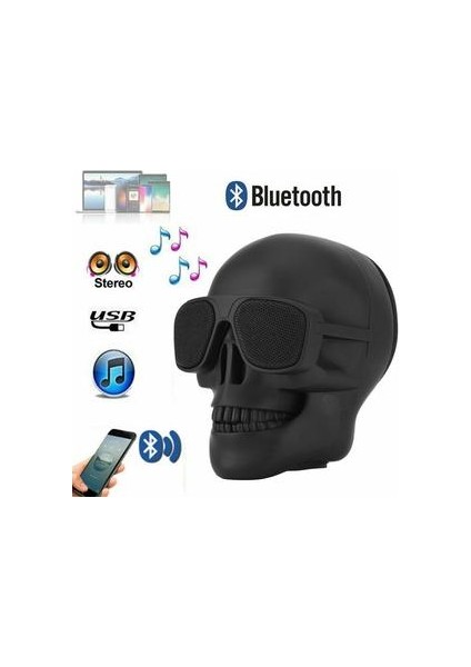 Kablosuz Bluetooth Hoparlör Kafatası Hoparlör Taşınabilir Mini Stereo Ses Hd Benzersiz Bas HOPARLÖRLER5W Ses Müzik Çalar Destek Tf Kart | Taşınabilir Hoparlörler Siyah (Yurt Dışından)