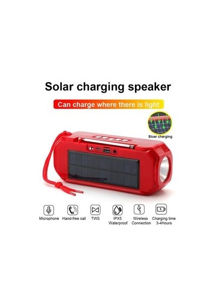 Güneş Enerjisi Şarj Bluetooth Hoparlörler Kablosuz Stereo Subwoofer Fener Fm Radyo ile Taşınabilir Açık Müzik Kutusu | Taşınabilir Hoparlörler Kırmızı (Yurt Dışından) fiyatları