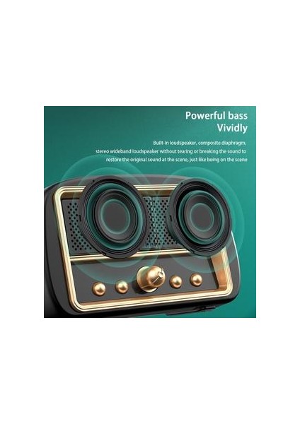 Mini Taşınabilir Kablosuz Hifi Subwoofer Retro Bluetooth Hoparlör Müzik Çalar Hediye Mic ile Stereo Bas USB Şarj Edilebilir Masaüstü | Taşınabilir Hoparlörler Siyah (Yurt Dışından)