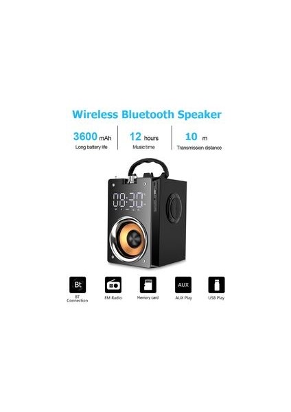 Siyah Derin Bas Açık Uzaktan Subwoofer Taşınabilir Bluetooth 5.0 Kablosuz Hoparlör Ses Müzik Multimedya Mini Hoparlör | Taşınabilir Hoparlörler (Yurt Dışından)