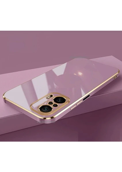 MTK Moveteck Xiaomi  Redmi Note 10 Pro Uyumlu Kılıf Kamera Lens Korumalı Parlak Gold Kenarlı Yumuşak Renkli Silikon