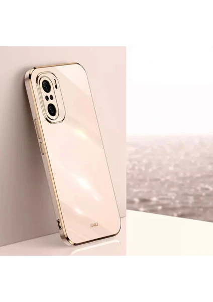 MTK Moveteck Xiaomi  Redmi Note 10 Pro Uyumlu Kılıf Kamera Lens Korumalı Parlak Gold Kenarlı Yumuşak Renkli Silikon