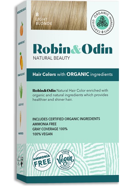 Organik Amonyaksız Kalıcı Saç Boyası 8 Light Blonde / Açık Sarı