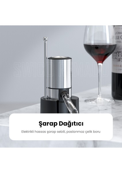72X125X141MM Elektrikli Şarap Dispenseri - Gri (Yurt Dışından)