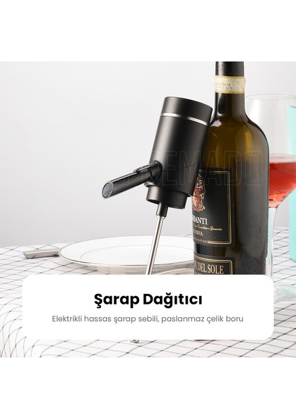 110X49X106MM USB Şarj Edilebilir Elektrikli Şarap Dispenseri - Siyah (Yurt Dışından)