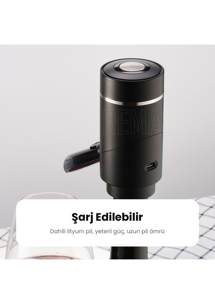 110X49X106MM USB Şarj Edilebilir Elektrikli Şarap Dispenseri - Siyah (Yurt Dışından)