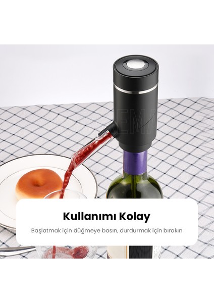 110X49X106MM USB Şarj Edilebilir Elektrikli Şarap Dispenseri - Siyah (Yurt Dışından)