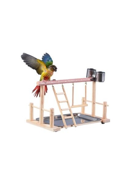 Pet Kuş Oyuncak Aktivite Merkezi Birdcage Kuş Perch Merdiven Hamak ile Standları Cockatiel Papağan Için Hamak Besleyici Bahçesi | Kuş Oyuncakları (Yurt Dışından)