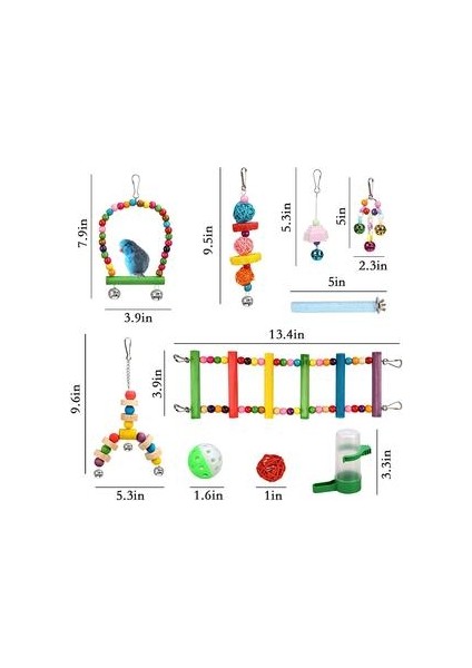 14 Adet Kuş Oyuncaklar Set Salıncak Çiğneme Eğitim Oyuncaklar Küçük Papağan Asılı Hamak Papağan Kafesi Çan Levrek Oyuncaklar Merdiven | Kuş Oyuncakları (Yurt Dışından)