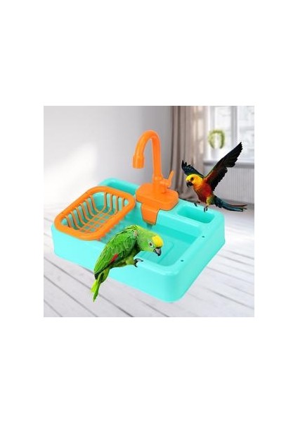 Papağan Kürek Havuzu Kuş Küveti Musluk Mutfak Playset Otomatik Papağan Küvet Duş Yüzme Havuzları Güvenli Kuşlar Oyuncak | Kuş Oyuncakları (Yurt Dışından) fırsatları