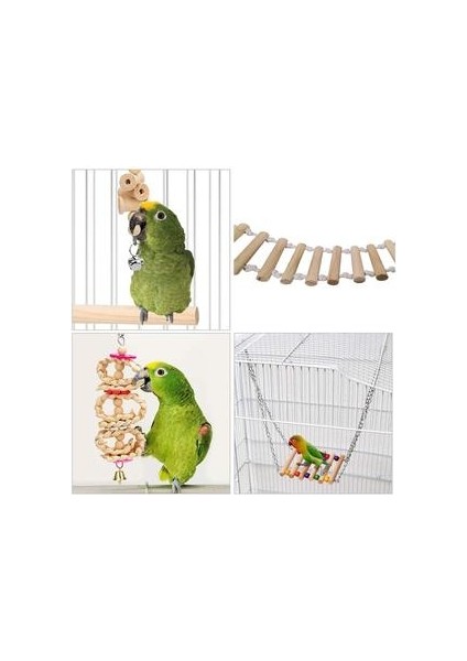 8 Paketler Kuş Papağan Salıncak Asılı Oyuncak, Doğal Ahşap Çan Kuş Kafesi Oyuncaklar Papağanlar, Parakeets, Cockatiels, Budgie | Kuş Oyuncakları (Yurt Dışından)
