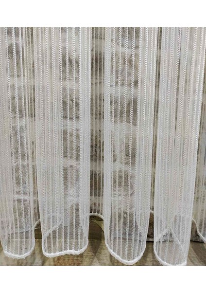 Ince Çizgili Kullanıma Hazır Ekstraforlu Pilesiz Tül Perde Tek Kanat - Ekru 100 X 250 Cm indirimleri