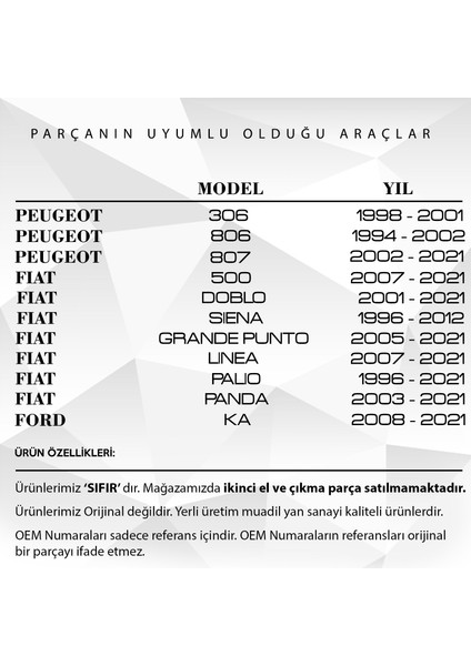 Ford Ka, Fiat, Peugeot Için Radyatör Yedek Su Depo Kapağı 1.4 Bar