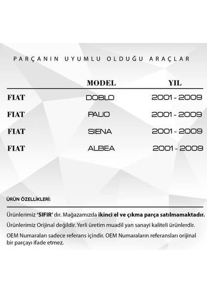 Fiat Doblo, Palio, Siena Için Kaput Dayama Tel Tutucu Klipsi fiyatları