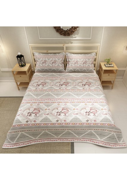 Pike Takımı Jakar Dokuma Pamuklu 3D Dijital Baskı Pink Vintage Elephant modelleri
