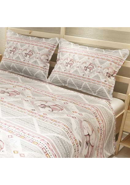 Pike Takımı Jakar Dokuma Pamuklu 3D Dijital Baskı Pink Vintage Elephant fırsatları