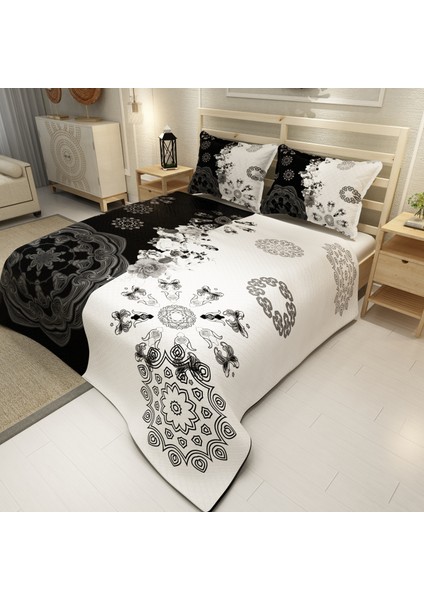 Pike Takımı Jakar Dokuma Pamuklu 3D Dijital Baskı Black & White