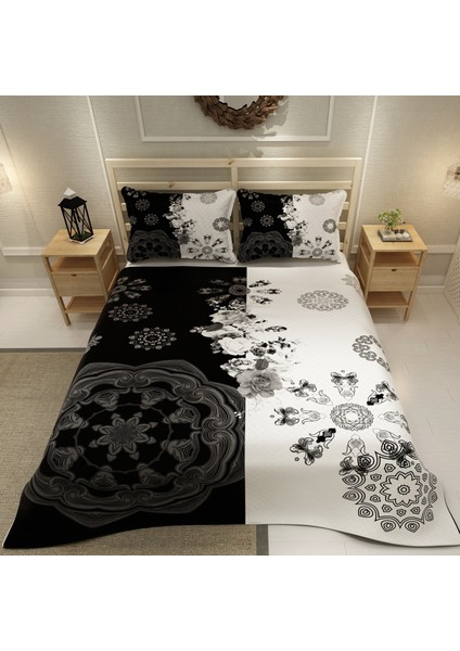 Pike Takımı Jakar Dokuma Pamuklu 3D Dijital Baskı Black & White