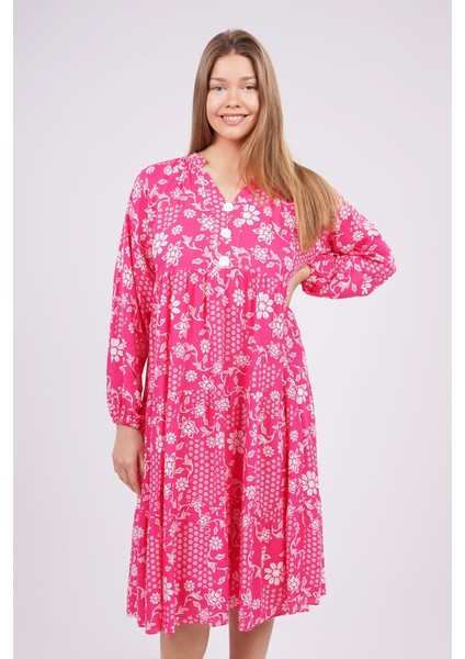 Pembe Desenli Elbise