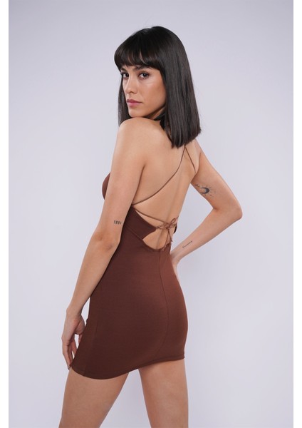 Kahve Askılı Elbise
