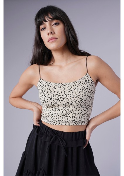 Tas Ip Askılı Desenli Crop