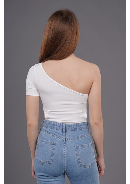 Ekru Dilvin Tek Kollu Bodysuit