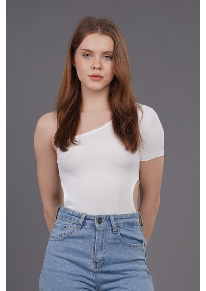 Ekru Dilvin Tek Kollu Bodysuit