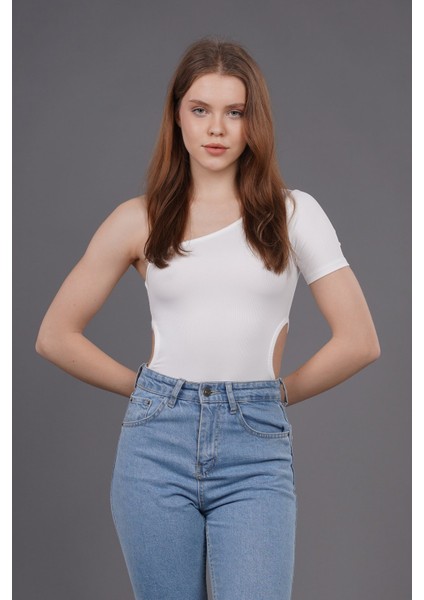 Ekru Dilvin Tek Kollu Bodysuit