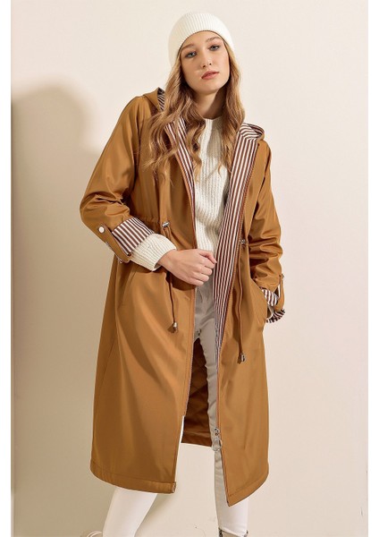 Taba Bel Büzgülü Trenchcoat