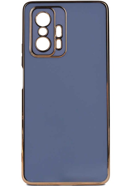 Xiaomi Mi 11T Kılıf Bark Parlak Silikon Renkli Kenarları Rose Mavi