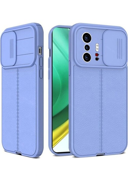 Xiaomi Mi 11T Kılıf Kamera Sürgülü Deri Dokulu Mat Silikon Mor