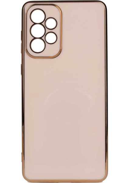 Samsung Galaxy A73 Kılıf Bark Parlak Silikon Renkli Kenarları Rose Bronz