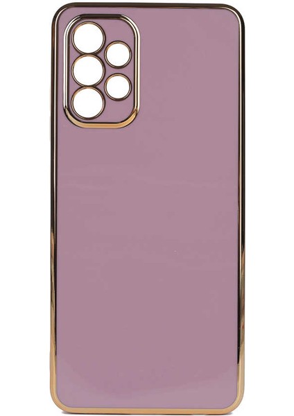 Samsung Galaxy A72 Kılıf Bark Parlak Silikon Renkli Kenarları Rose Mor