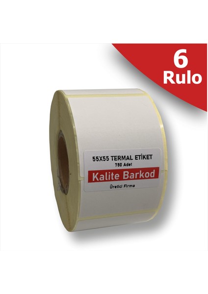 55X55 Termal Etiket | 6 Rulo Barkod Etiketi