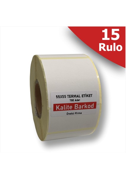 55X55 Termal Etiket | 15 Rulo Barkod Etiketi