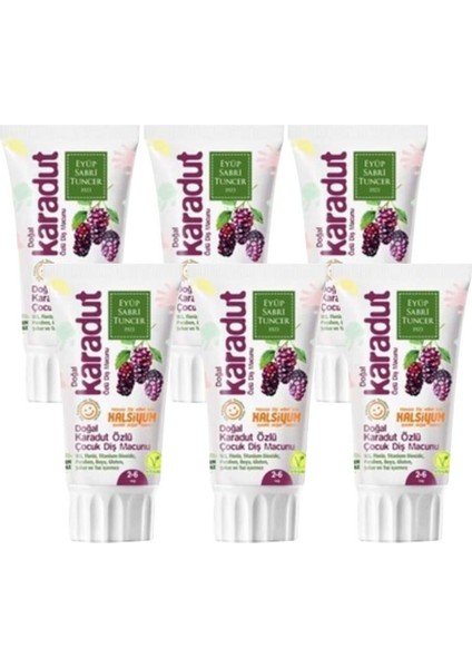 Doğal Karadut Özlü 2 - 6 Yaş Diş Macunu 60 ml x 6