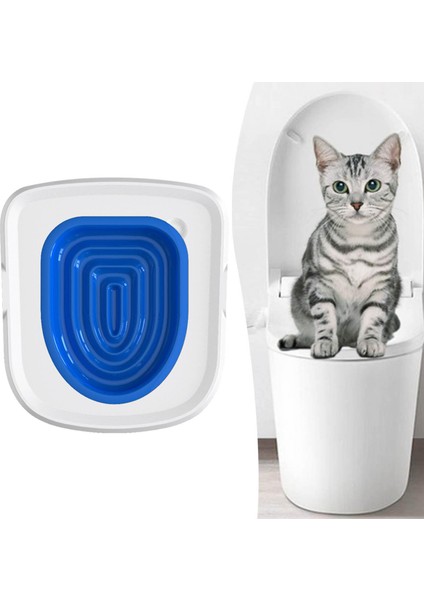 Kedi Tuvalet Eğitim Kiti Urinal Koltuk Lazımlık Pet Keden Ev Kedi Tuvalet Eğitmeni Mavi 38 x 34 x 3.2 cm (Yurt Dışından)