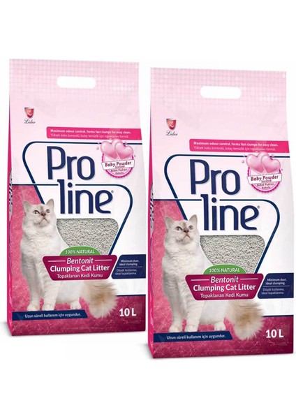 Pro Line Bentonit Bebek Pudra Kokulu 10X2LT Kedi Kumu