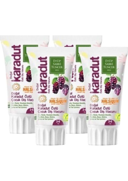Doğal Karadut Özlü 2 - 6 Yaş Diş Macunu 60 ml x 4