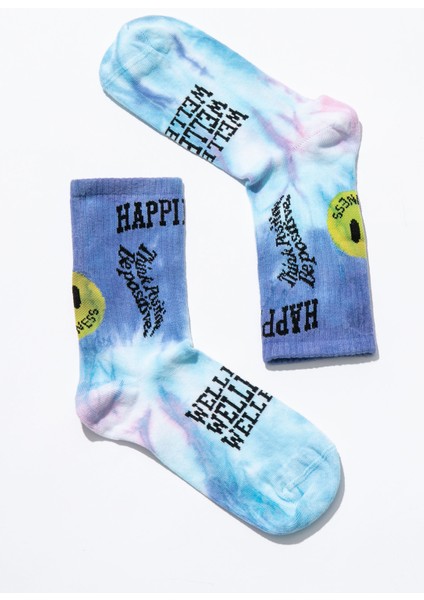 Smile - Dye Unisex Batik Desenli Dikişsiz Tenis Çorap - Wellbeing