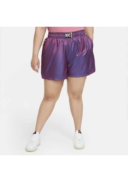 Sportswear Woven Shorts Büyük Beden Mor Kadın Şort DJ2123-597