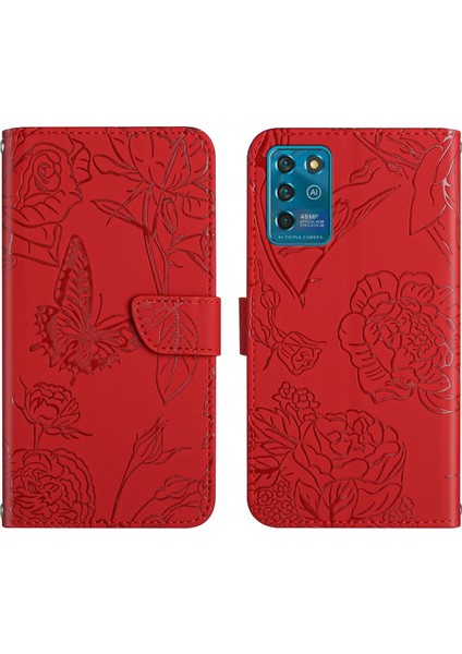 Zte Blade V30 Vita Red Için Şakayık Deri Kılıf (Yurt Dışından)