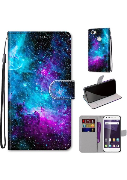 Zte Blade A6 / A6 Çapraz Doku Kılıfı Mor Yeşil Yıldızlı Gökyüzü (Yurt Dışından) fiyatları