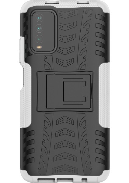 Xiaomi Için Poco M3 /redmi Not 9 4g Lastik Doku Tpu+Pc Kasası Beyaz (Yurt Dışından)