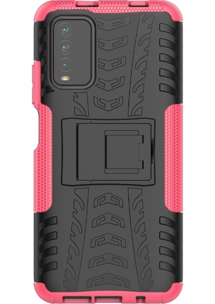 Xiaomi Için Poco M3 /redmi Not 9 4g Lastik Dokusu Tpu+Pc Kasası Pembe (Yurt Dışından)