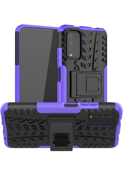 Xiaomi Için Poco M3 /redmi Not 9 4g Lastik Doku Tpu+Pc Kasası Mor (Yurt Dışından)