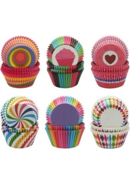 100'LÜ Muffin Kağıdı Kek Kalıbı Desenli