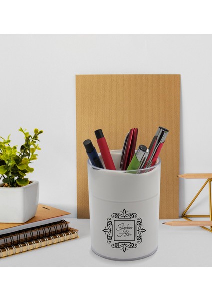 Gift Kişiye Özel Isimli Beyaz Defter Kalem ve Kalemlik Hediye Seti - Model 1