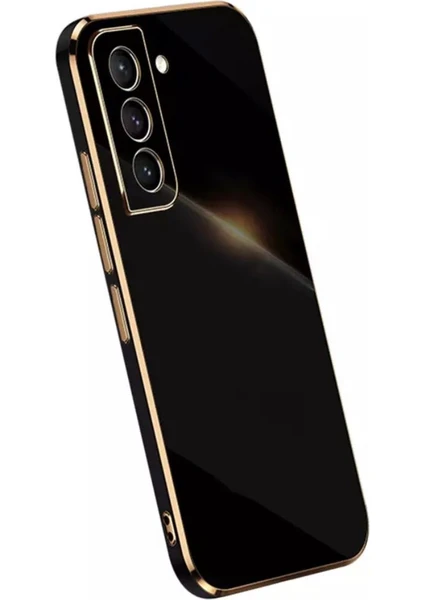 MTK Moveteck Samsung Galaxy S21 Fe Uyumlu Kılıf Kamera Lens Korumalı Parlak Gold Kenar Elitecase